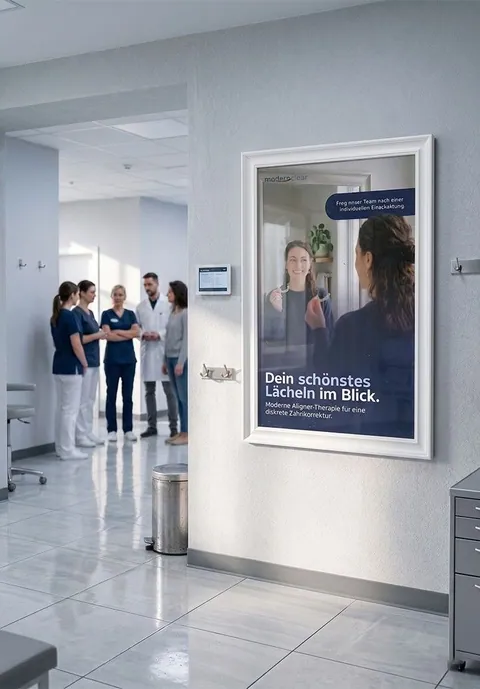 Modern Clear aligner poster in a dental practice